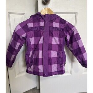 REI Girls Winter Coat Purple Check Size 4t Hood